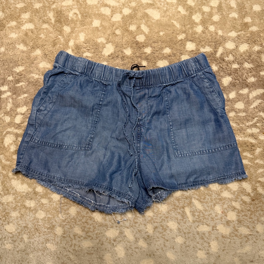 For The Republic Blue Denim-Style Drawstring Shorts